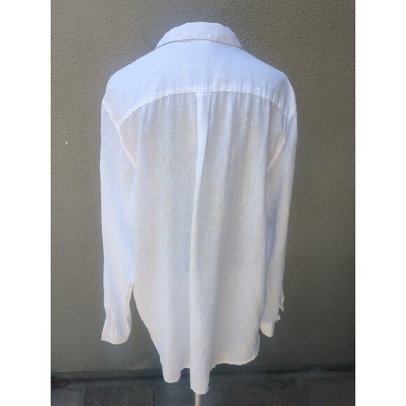 Saks Fifth Avenue Blouse XL 100% Linen Button Front Shirt - Picture 3 of 9